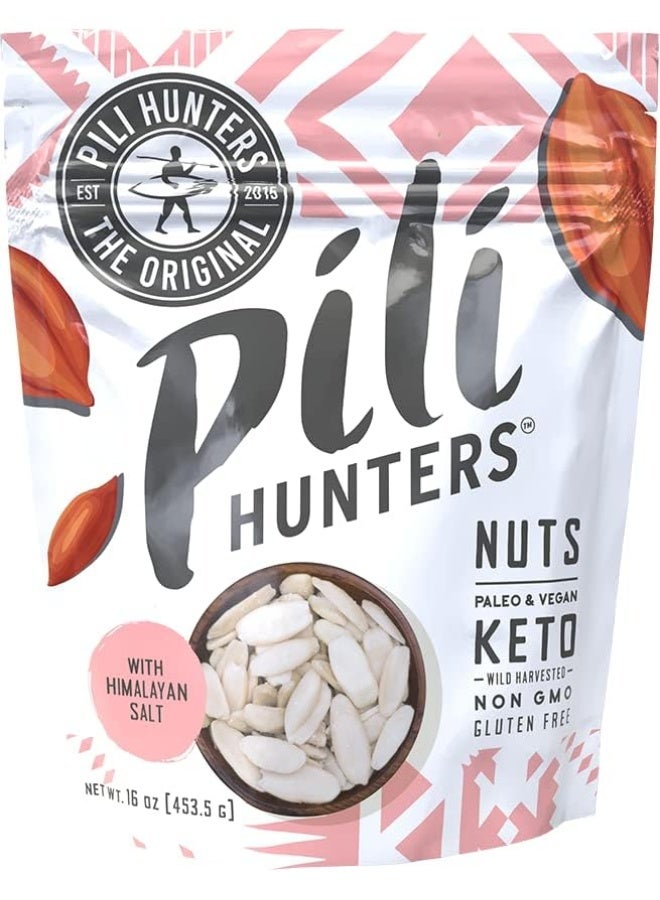 Pili Hunters - Wild Sprouted Pili Nuts, Himalayan Salt (1 lb Bag) Keto/Paleo/Vegan Snacks, Low Carb Energy, Gluten Free, No Sugar Added, Superfood, The Original - Image 1